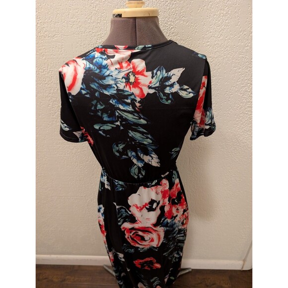 Women's Floral Maxi Long Dress Short Sleeve  Summer Casual Dress Size Small - Picture 4 of 12